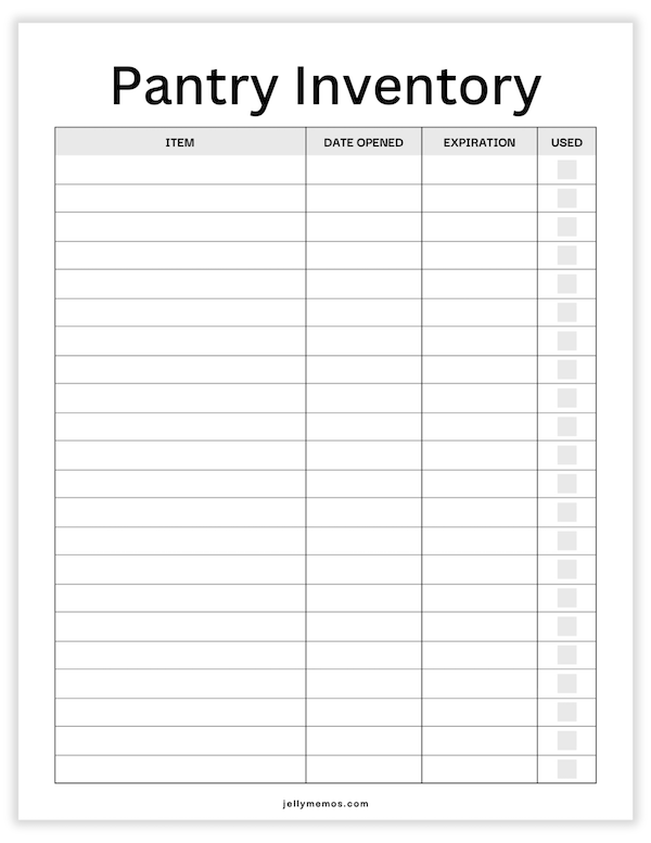 pantry inventory printable