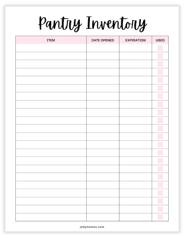 pantry inventory printable