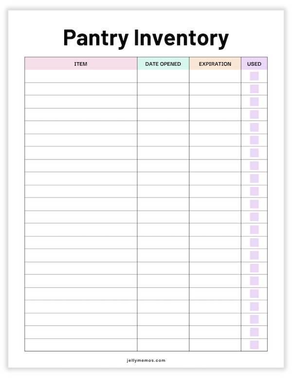 pantry inventory printable