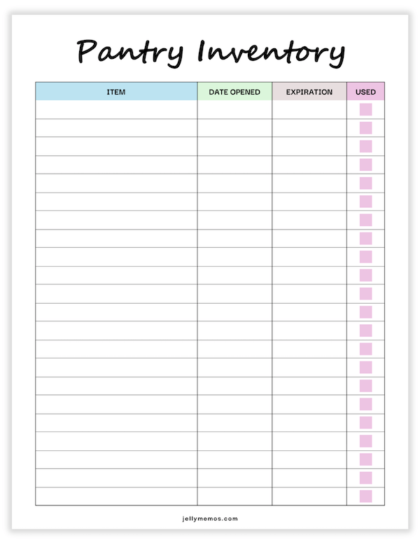 pantry inventory printable