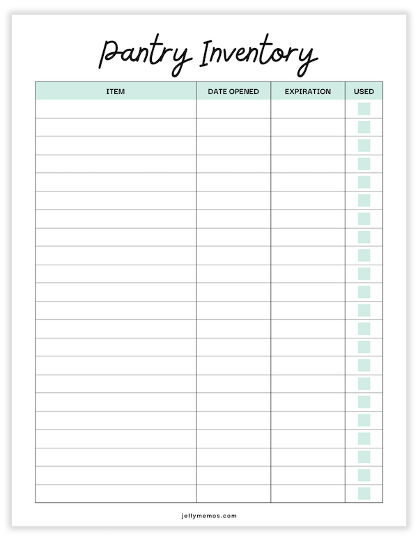 pantry inventory printable