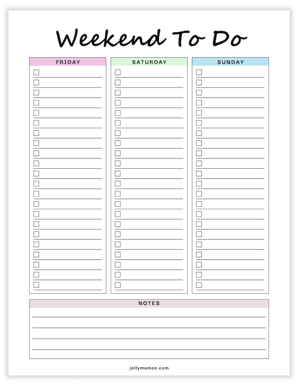 weekend to do list
