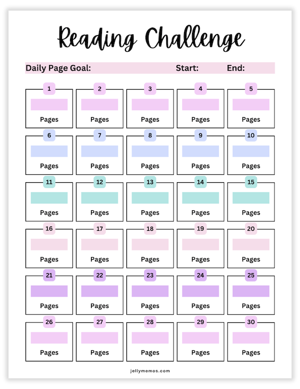 30 day reading challenge temeplate