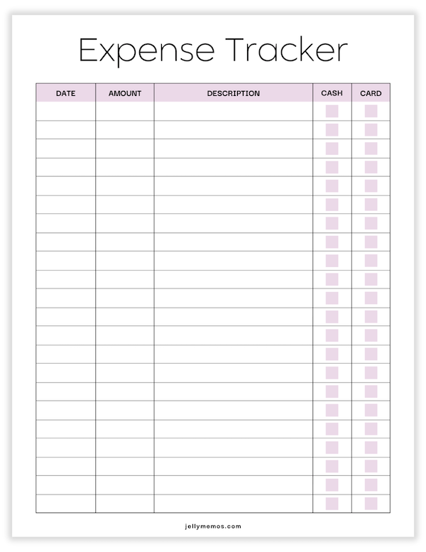 expense tracker printable