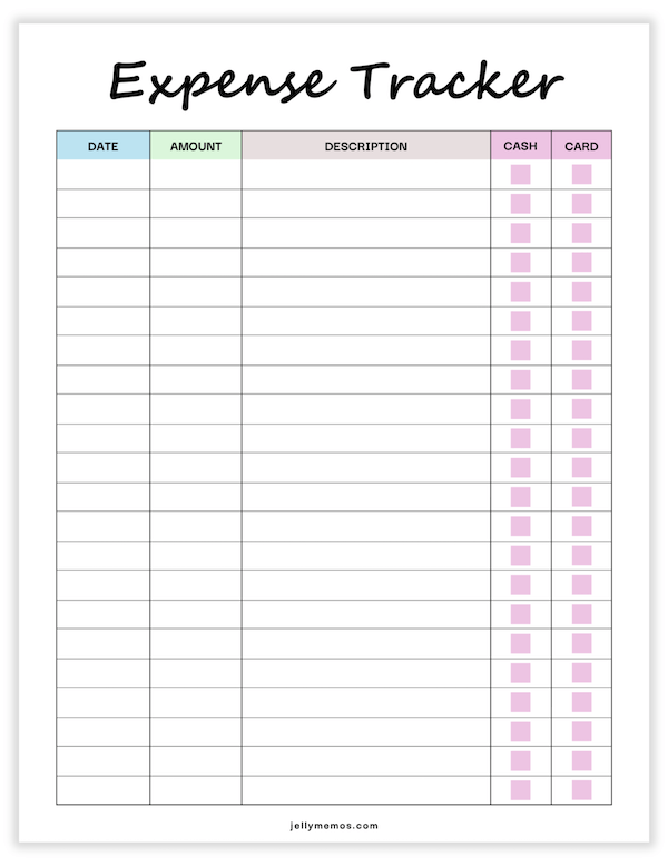 expense tracker printable