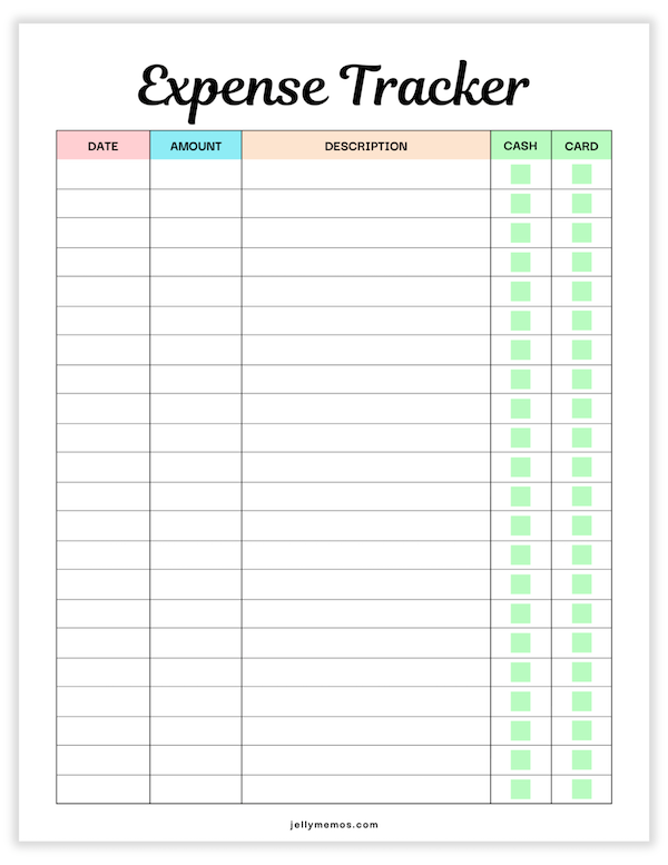 expense tracker printable
