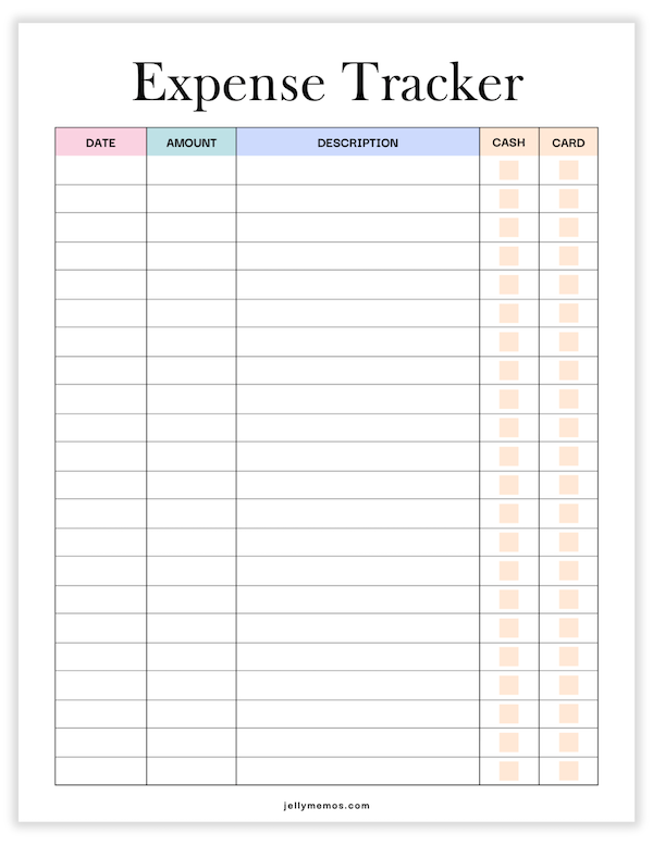 expense tracker printable