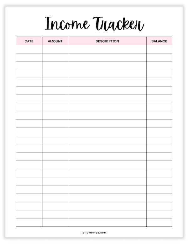 income tracker printable