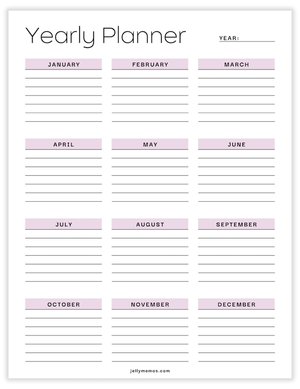yearly planner templates