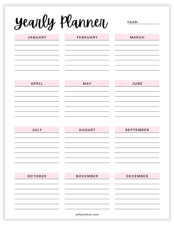 yearly planner templates
