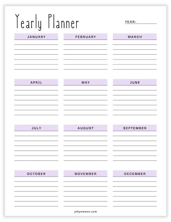 yearly planner templates