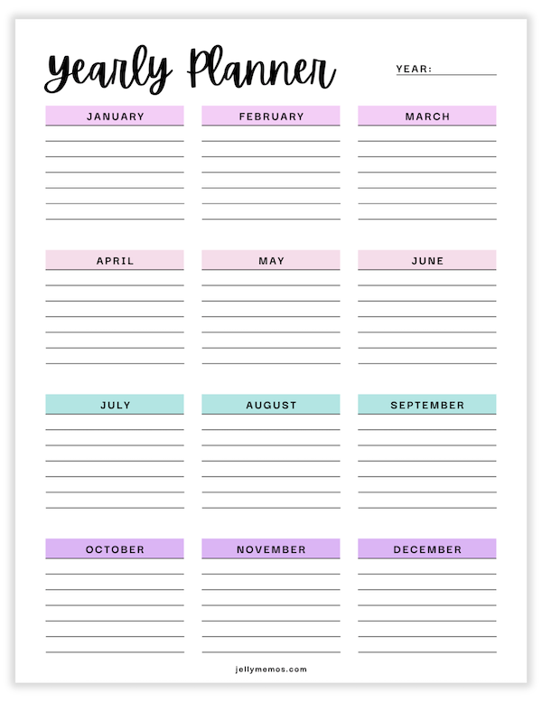yearly planner templates