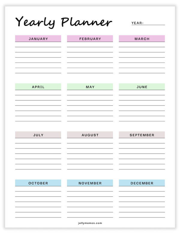 yearly planner templates