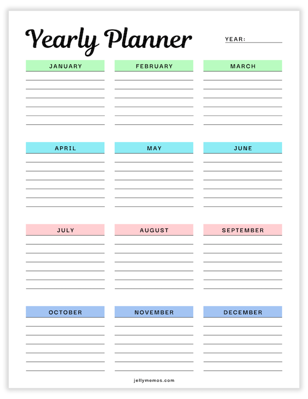 yearly planner templates