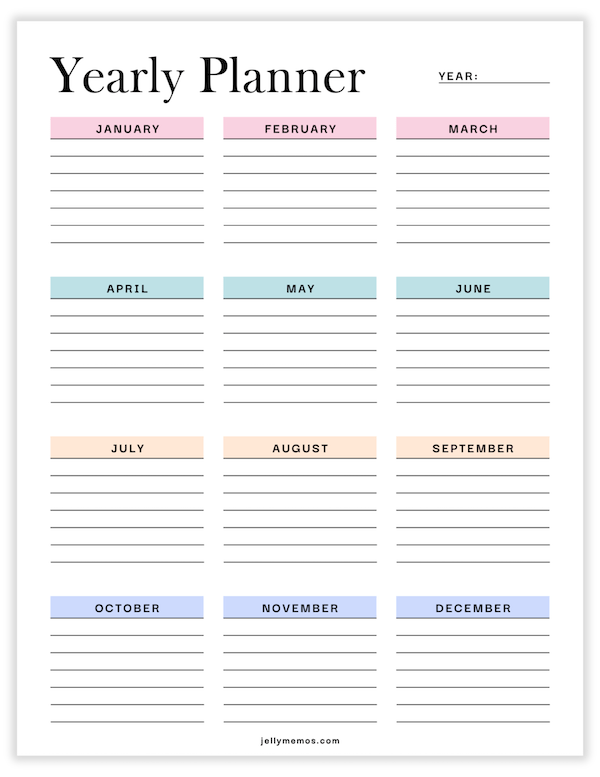 yearly planner templates