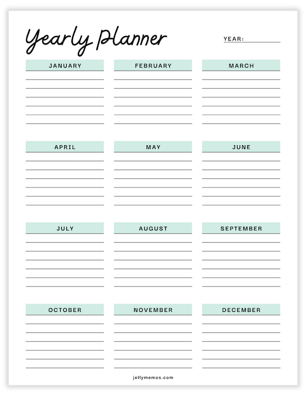 yearly planner templates
