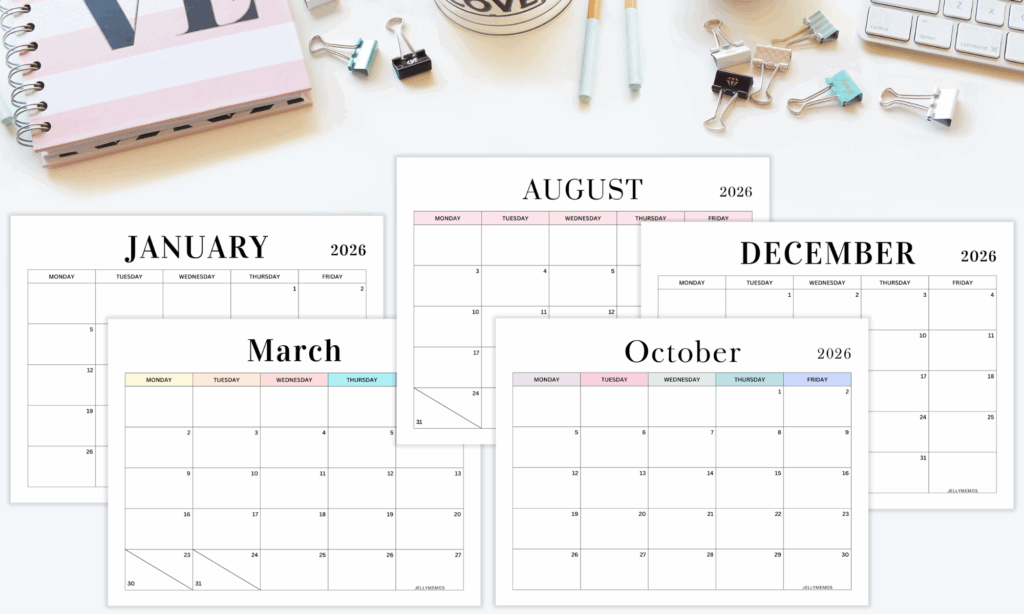 monday to friday calendar