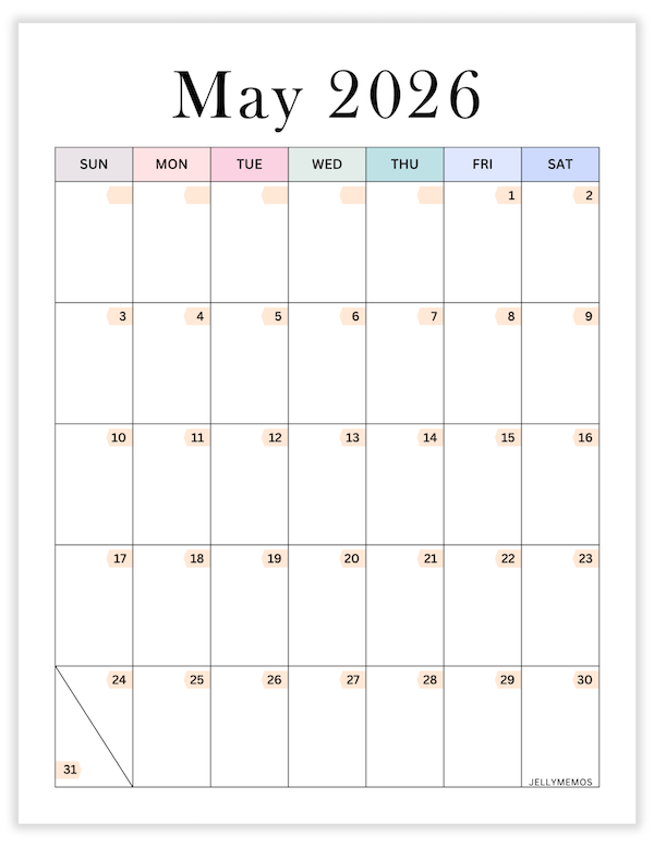 May 2026 aesthetic printable calendar