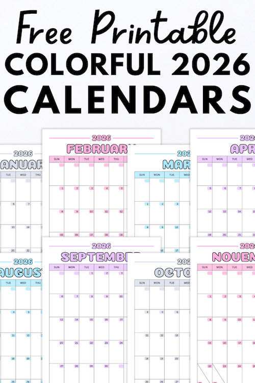 Colorful Calendar Printable Templates For 2026