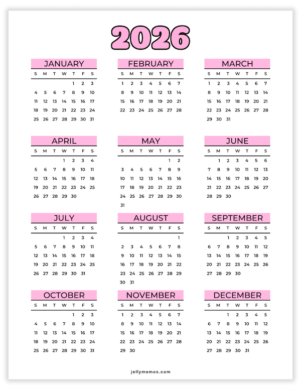 2026 Yearly Calendar