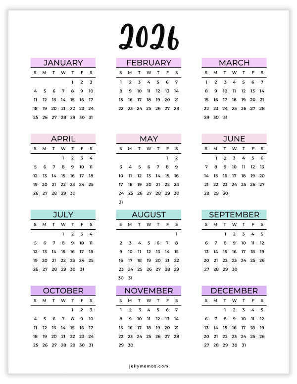 2026 Yearly Calendar