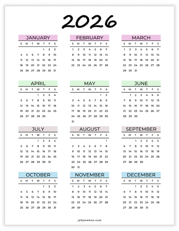 2026 Yearly Calendar