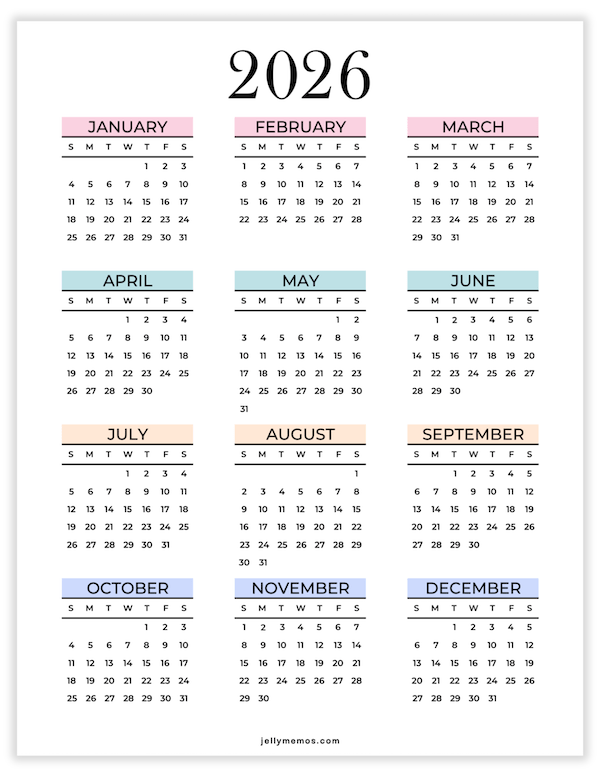 2026 Yearly Calendar