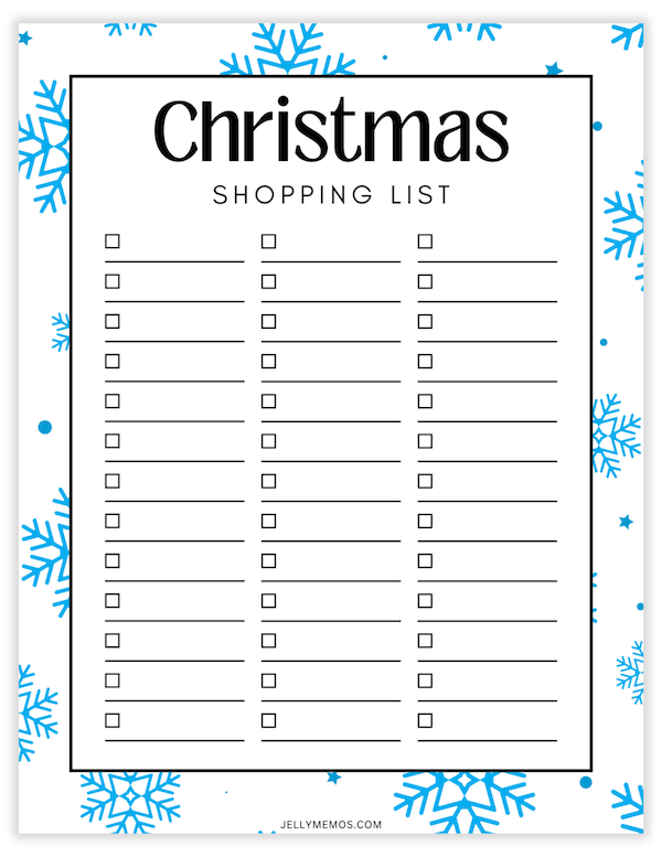 Christmas shopping list