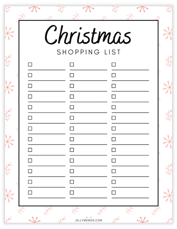 Christmas shopping list