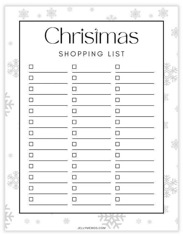 Christmas shopping list