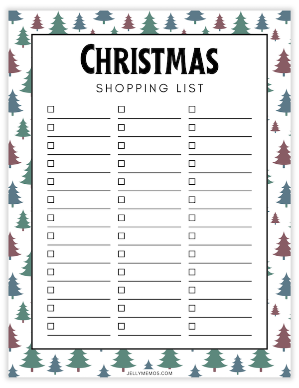 Christmas shopping list