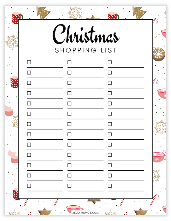 Christmas shopping list
