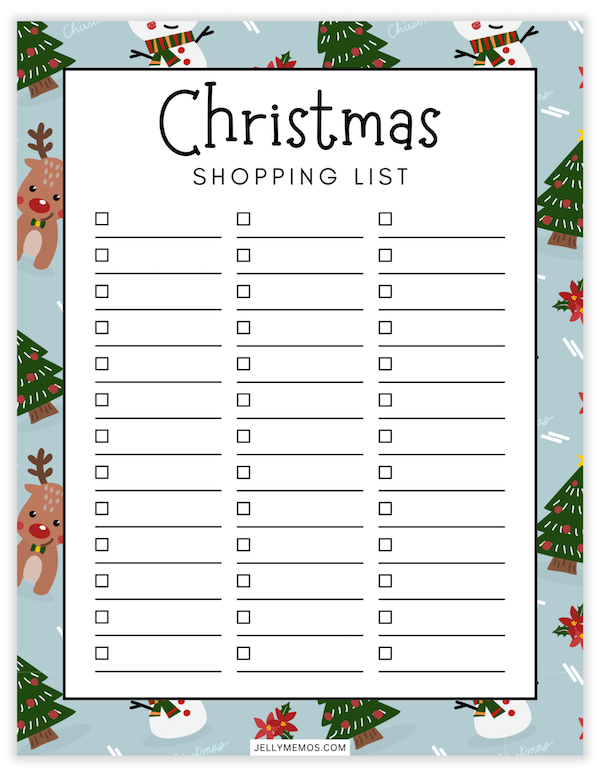 Christmas shopping list
