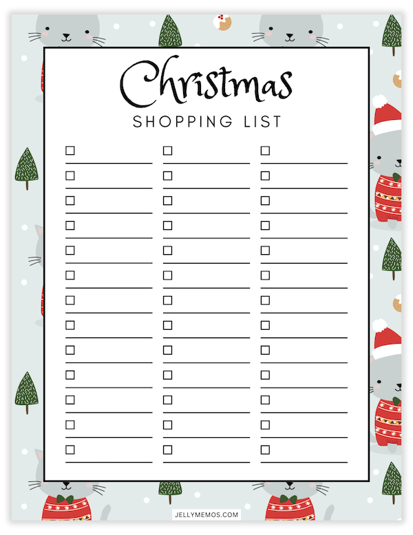Christmas shopping list