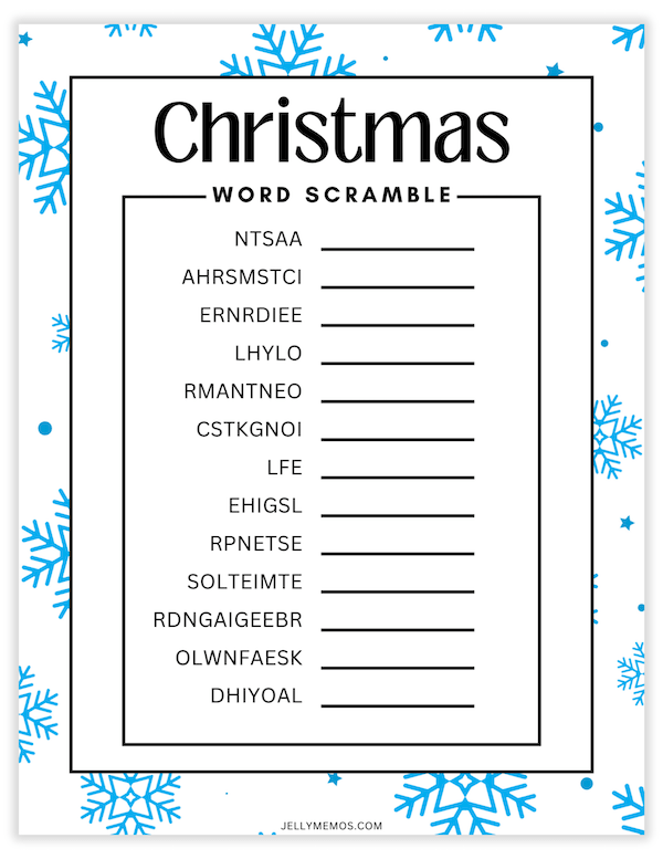 printable christmas word scramble