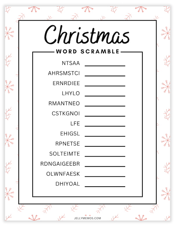 printable christmas word scramble