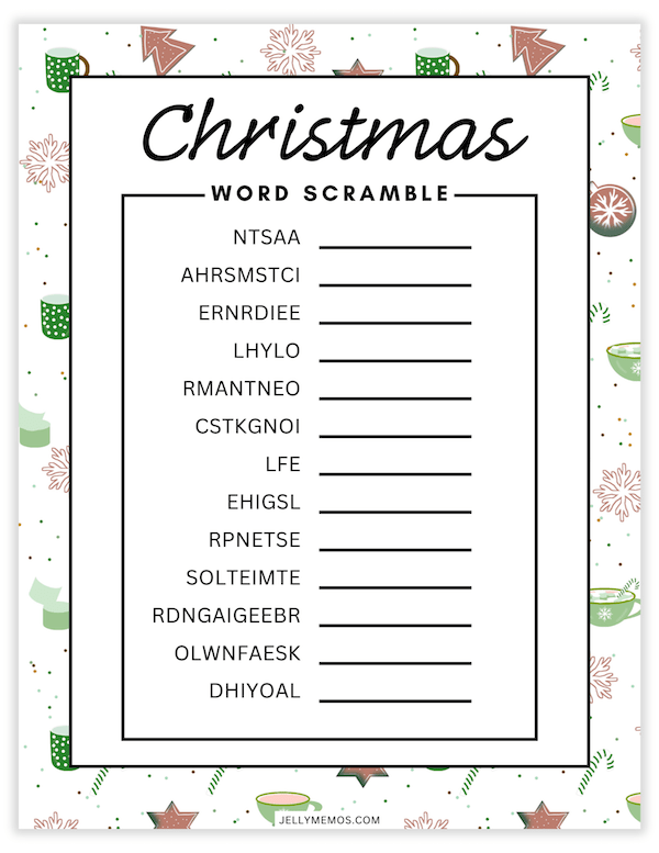 printable christmas word scramble