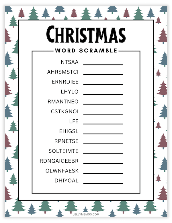 printable christmas word scramble