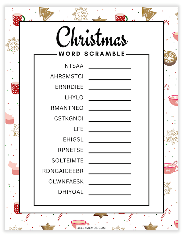 printable christmas word scramble