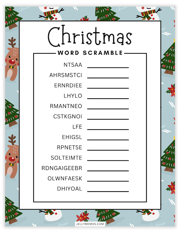 printable christmas word scramble