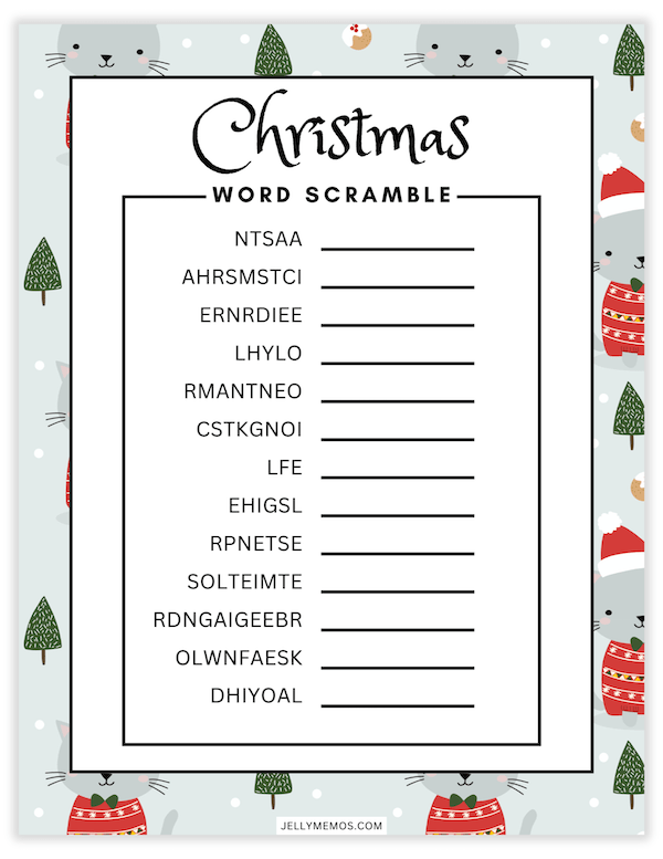 printable christmas word scramble