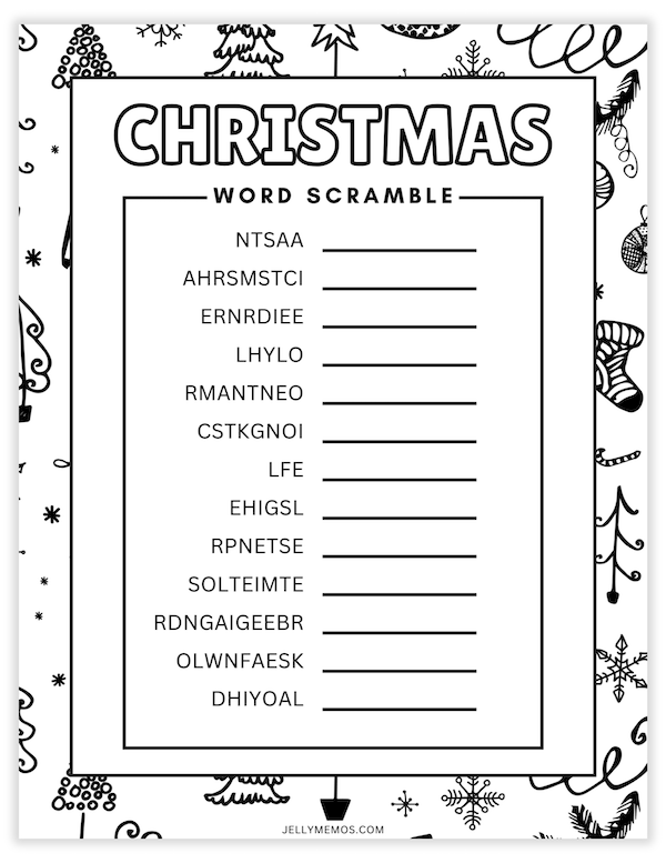 printable christmas word scramble