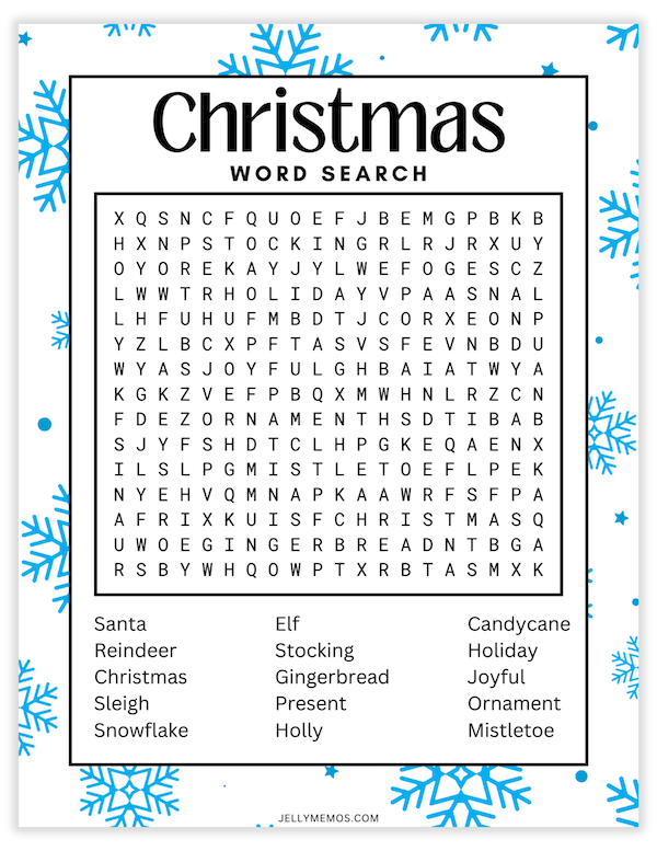 printable christmas word search