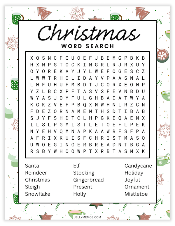 printable christmas word search