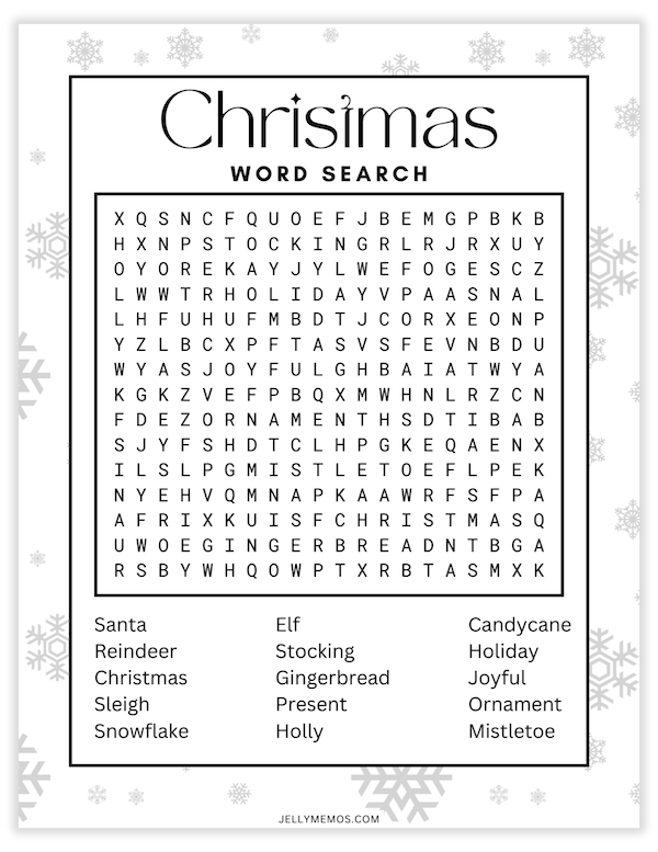 printable christmas word search