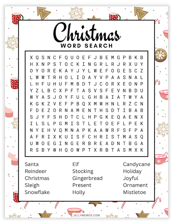 printable christmas word search
