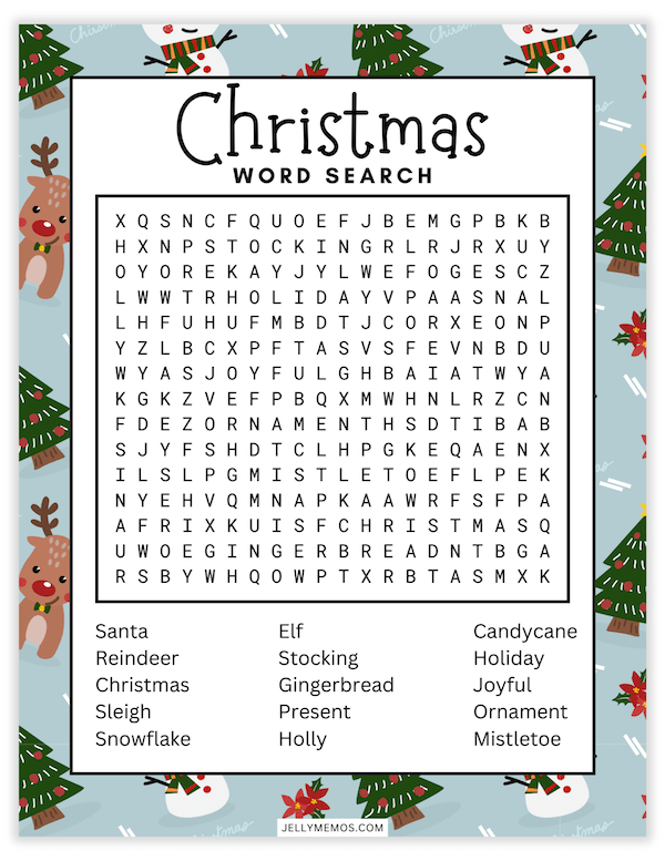 printable christmas word search