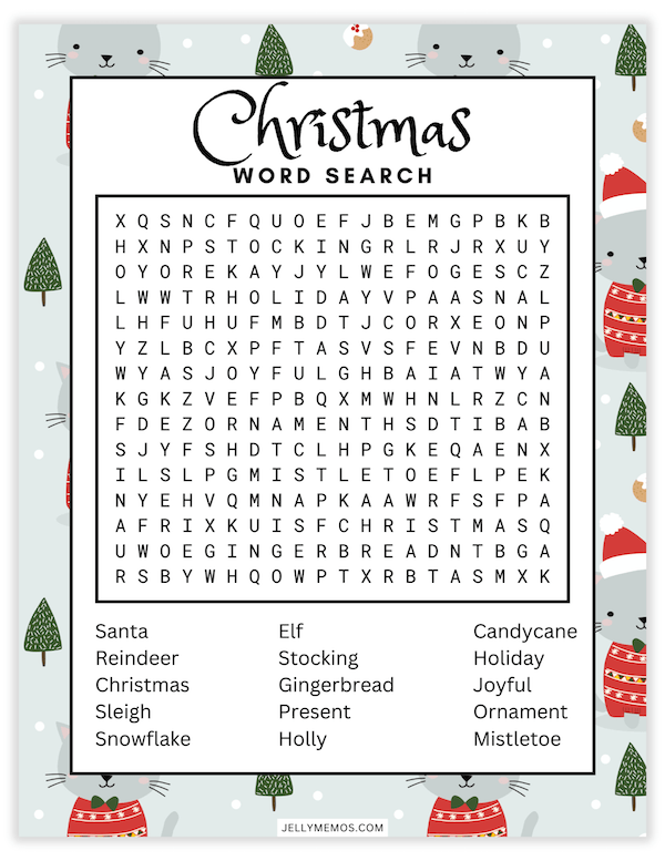 printable christmas word search