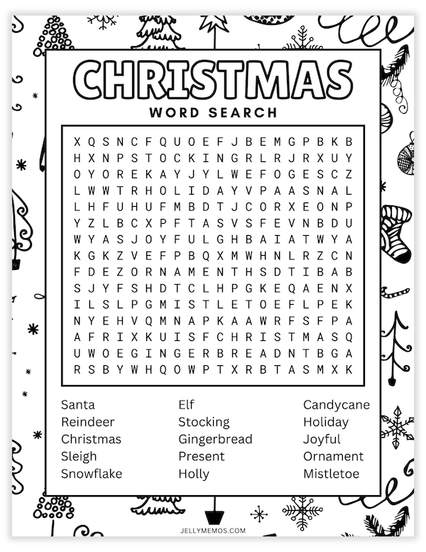 printable christmas word search