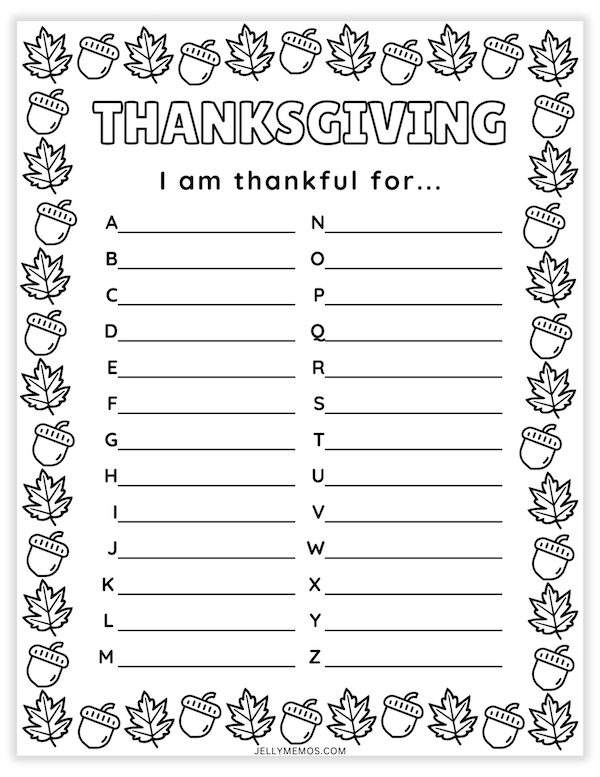 I Am Thankful For Printable